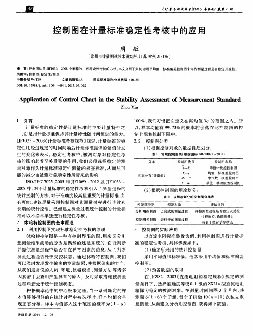 控制图在计量标准稳定性考核中的应用