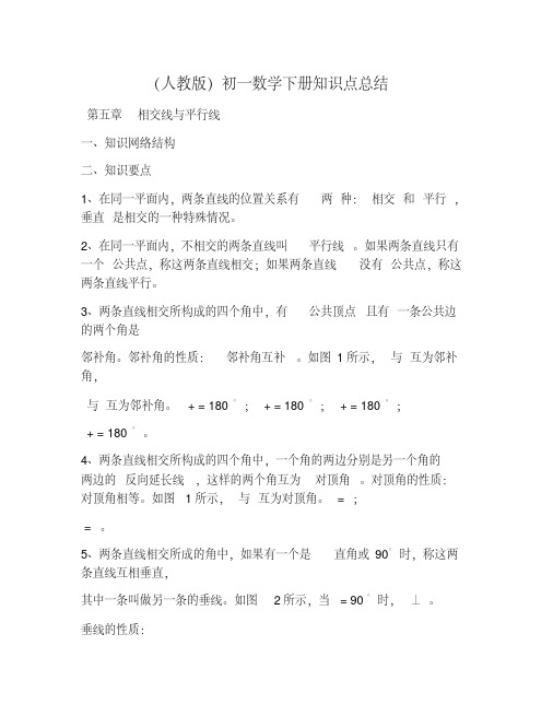 (人教版)初一数学下册知识点总结