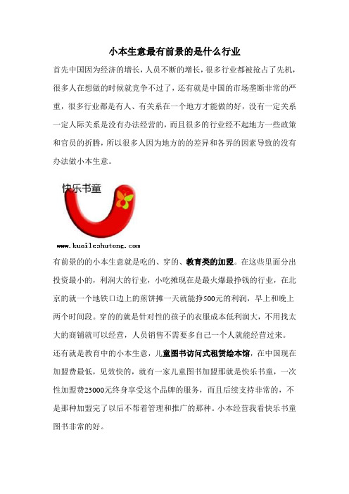 小本生意最有前景的是什么行业