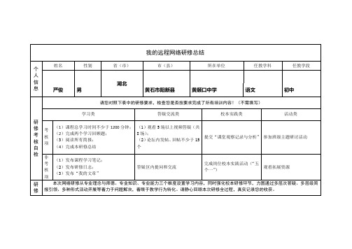 我的远程网络研修总结