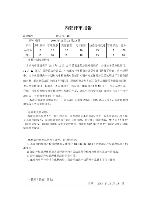 知识产权内部评审报告