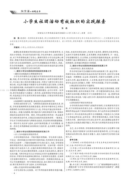 小学生社团活动有效组织的实践探索