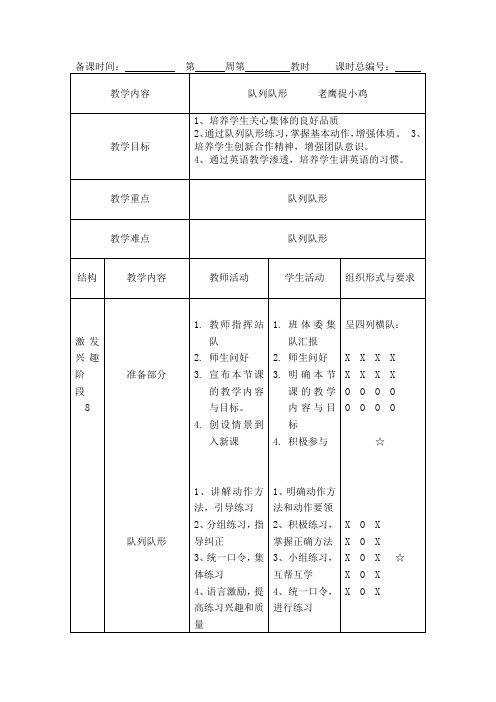 队列队形      老鹰捉小鸡