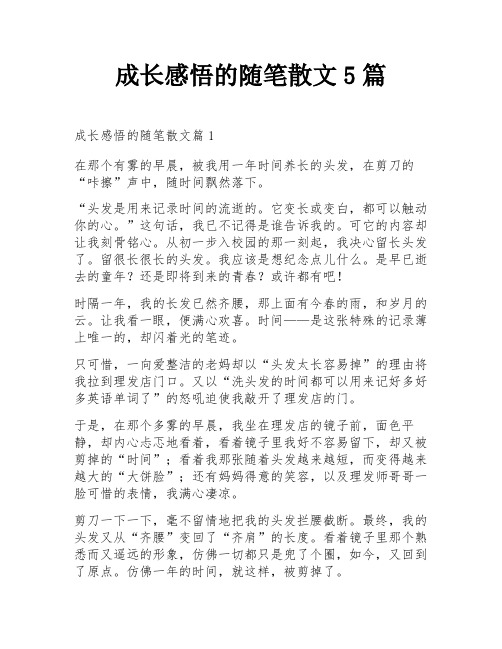 成长感悟的随笔散文5篇