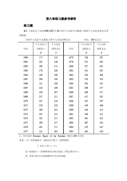 计量经济学--庞皓--第六章练习题参考解答