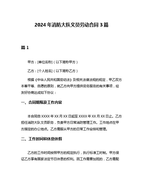 2024年消防大队文员劳动合同3篇