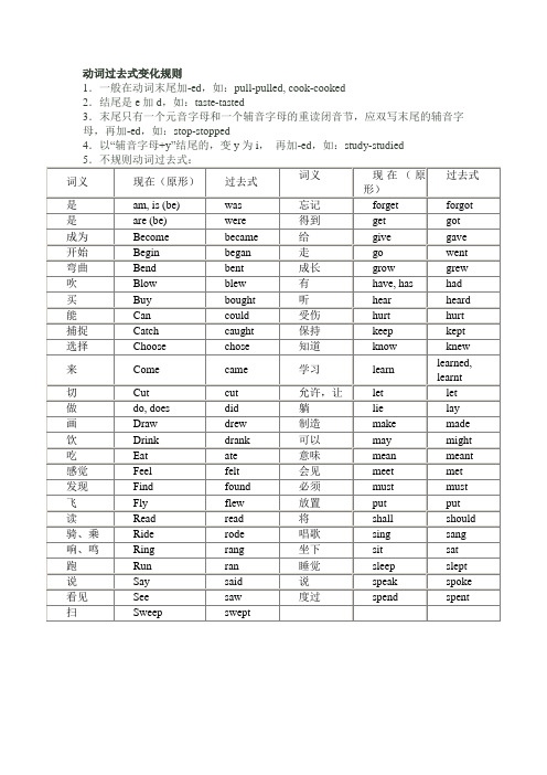 动词过去式变化规则