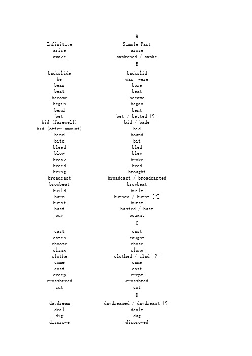 irragular verbs