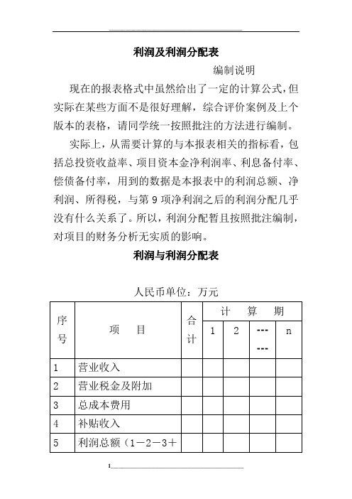 利润及利润分配表编制方法