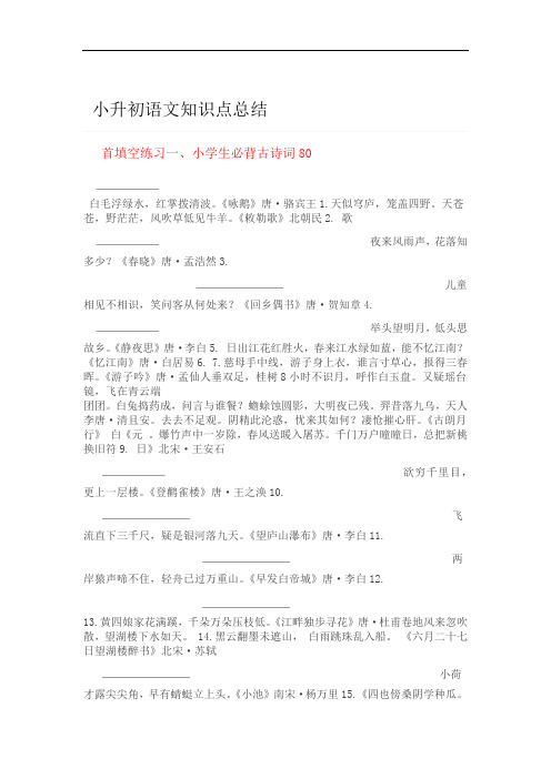 完整版小升初语文知识点总归纳