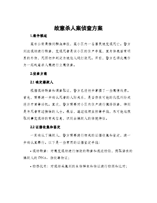 故意杀人案侦查方案