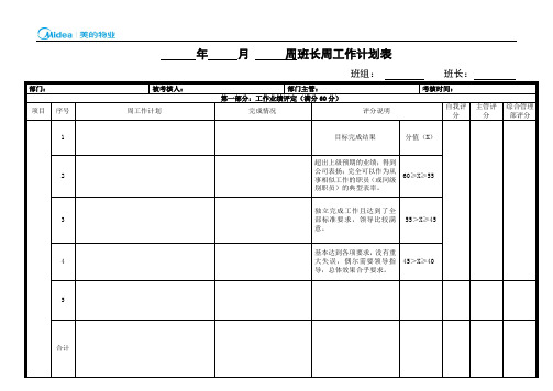 班组长周工作计划表