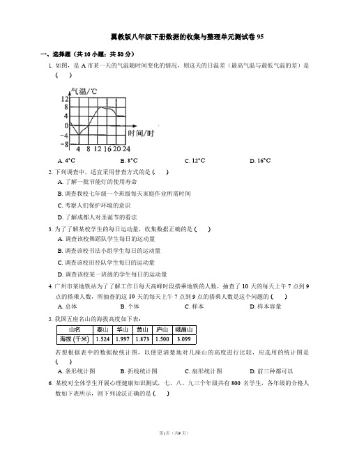 翼教版八年级下册数据的收集与整理单元测试卷95