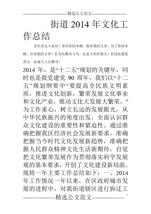 街道2014年文化工作总结_0