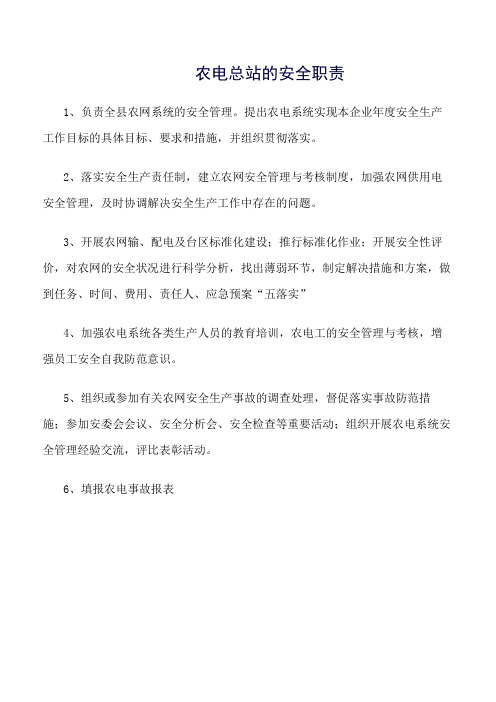 精品范文--农电总站的安全职责