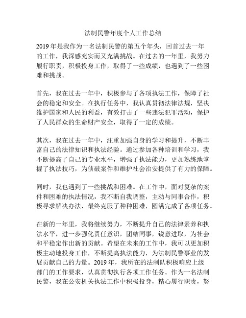 法制民警年度个人工作总结