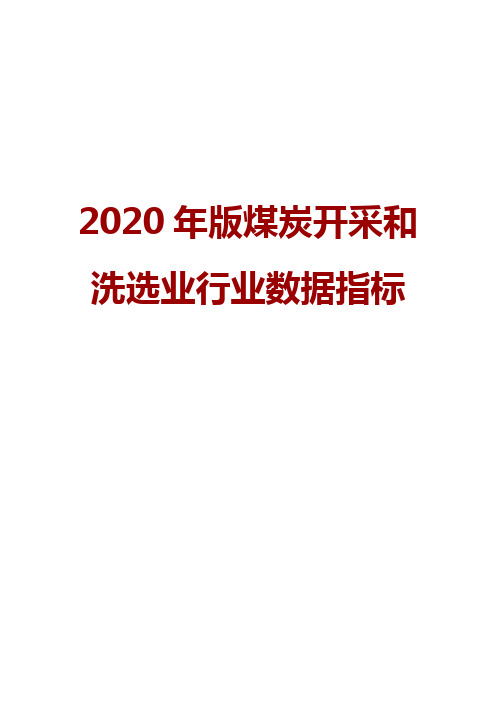 2020年版煤炭开采和洗选业行业数据指标