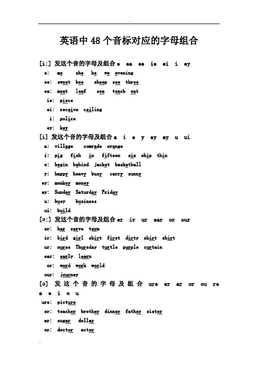 英语中48个音标对应字母组合