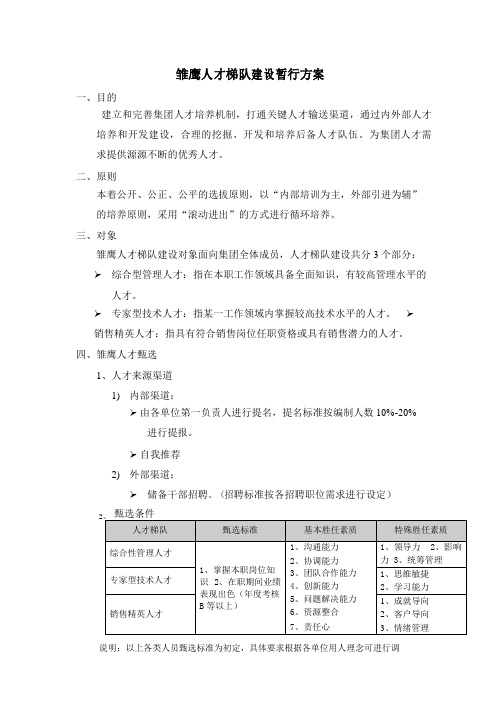 雏鹰人才梯队建设暂行方案