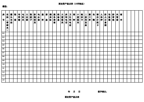 房间备品盘点表模板