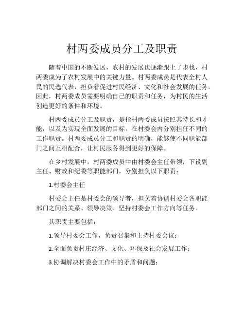 村两委成员分工及职责