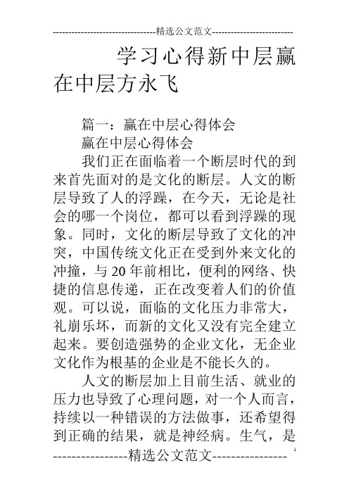 学习心得新中层赢在中层方永飞