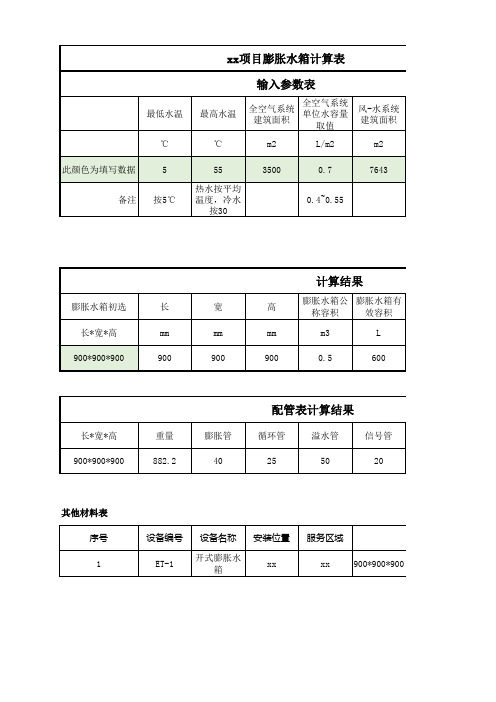 膨胀水箱计算表