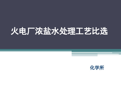 浓盐水处理工艺比选