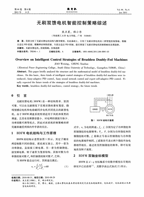 无刷双馈电机智能控制策略综述