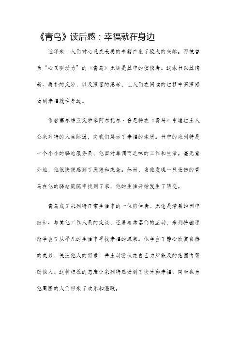 青鸟读后感幸福就在身边