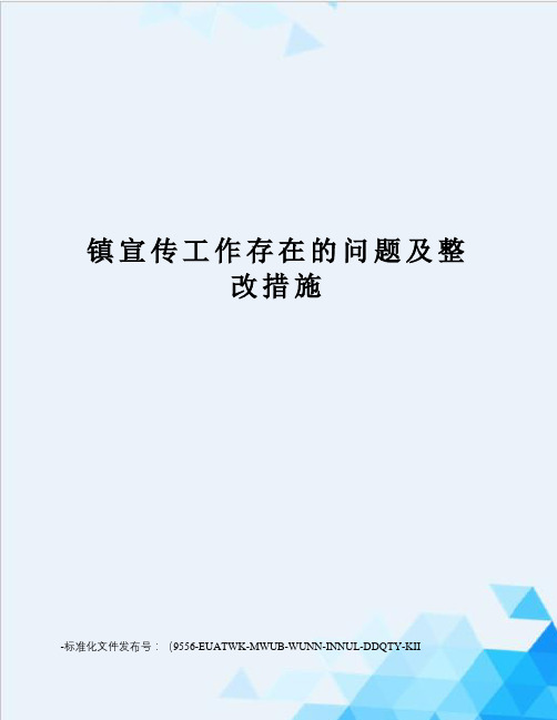 镇宣传工作存在的问题及整改措施