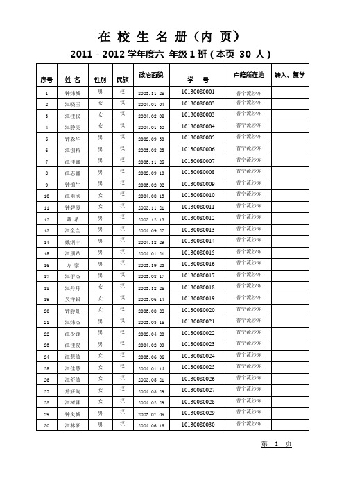 在校花名册二年级