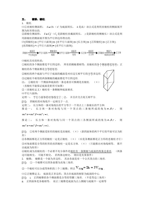 棱锥、棱柱知识点总控