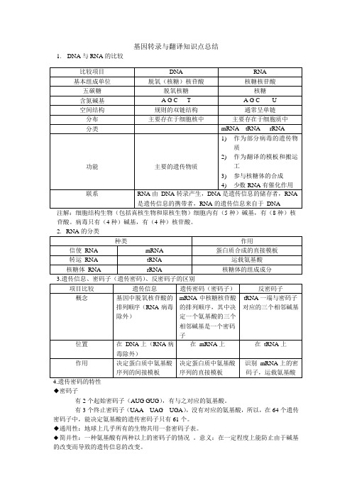 基因转录与翻译知识点(可编辑修改word版)