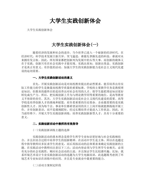 大学生实践创新体会