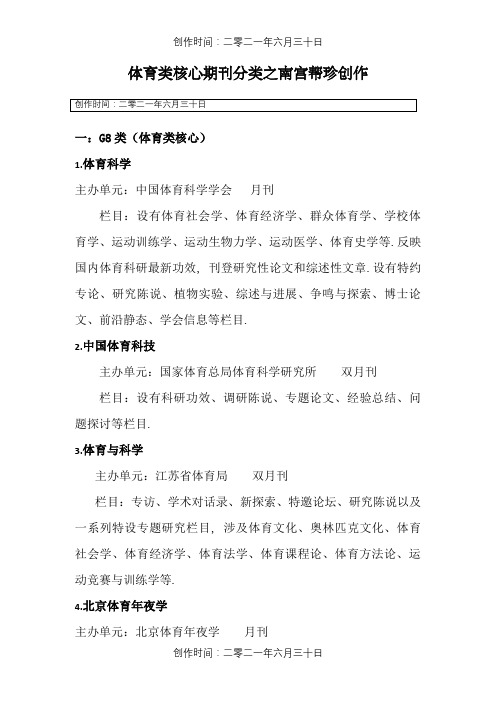 体育类核心期刊