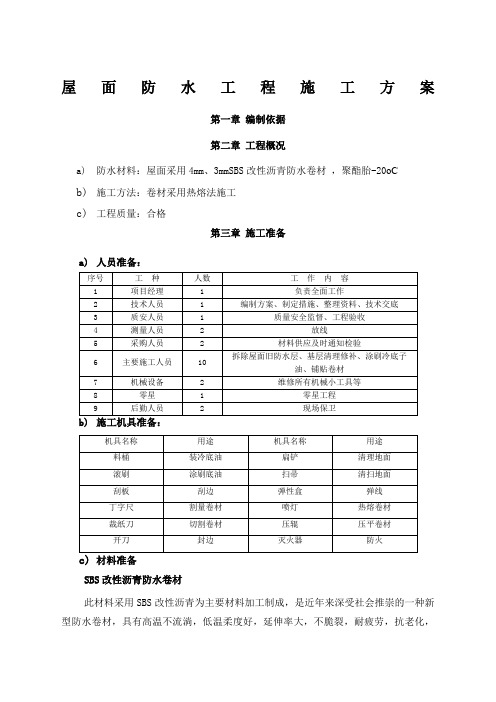 屋面SBS防水工程施工方案