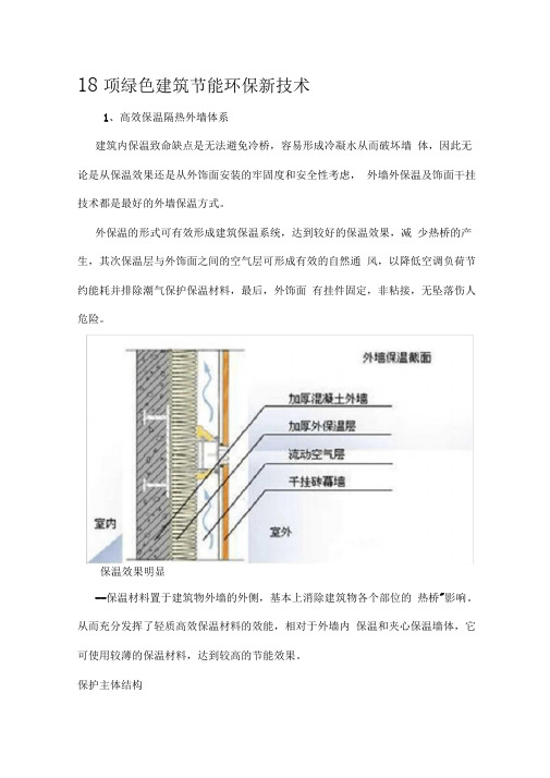 18项绿色建筑节能环保新技术