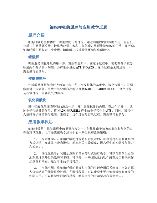 细胞呼吸的原理与应用教学反思