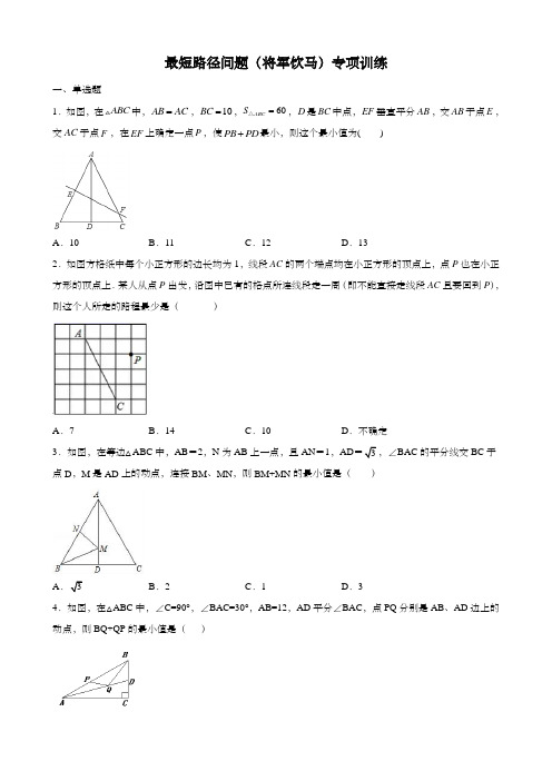 八年级数学上册最短路径问题(将军饮马)专项训练(含解析)