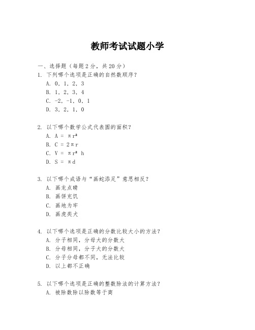 教师考试试题小学