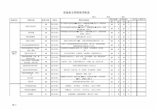 设备部主管绩效考核表