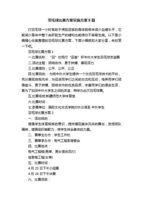 羽毛球比赛方案实施方案5篇