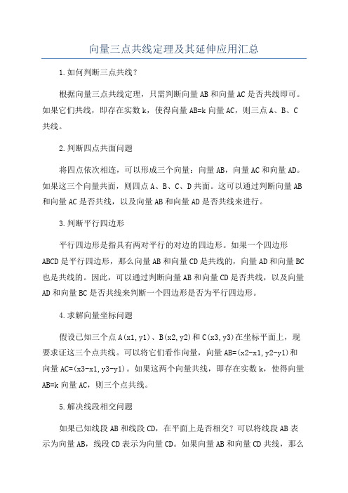 向量三点共线定理及其延伸应用汇总