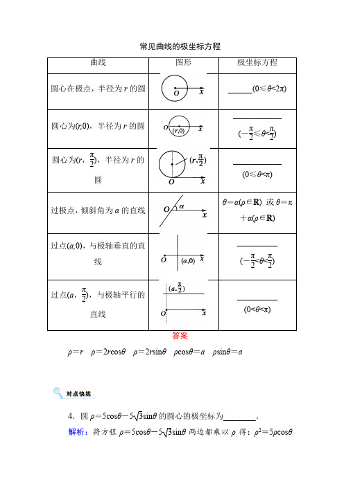 常见曲线的极坐标方程