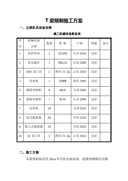 T梁施工方案