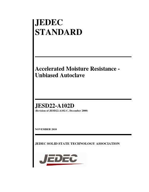 JESD22-A102D Nov 2010 Accelerated Moisture Resistance - Unbiased Autoclave