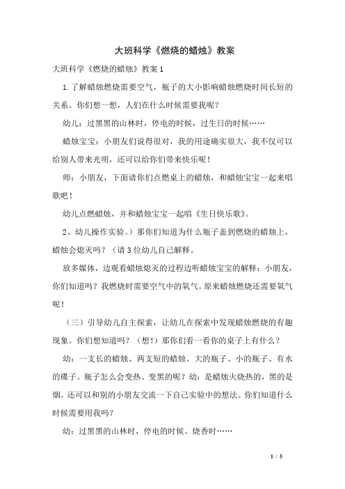 大班科学《燃烧的蜡烛》教案