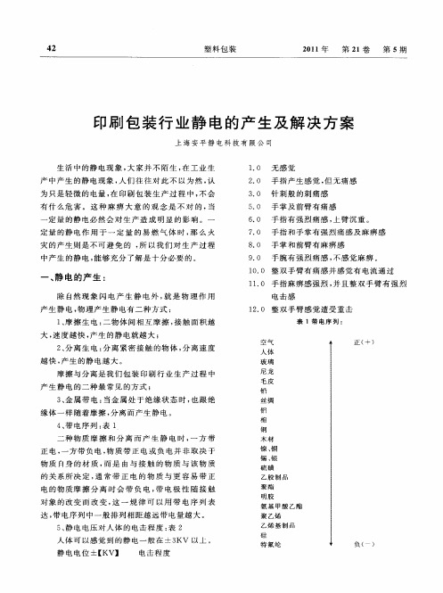 印刷包装行业静电的产生及解决方案