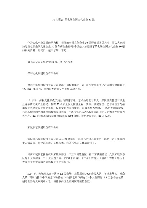 30人聚会_第七届全国文化企业30强